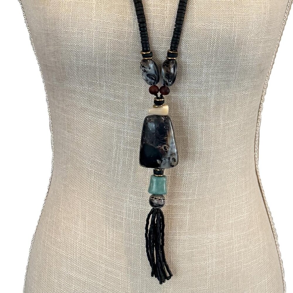 Vintage Tribal Beaded and Stone Necklace - Picture 6 of 13